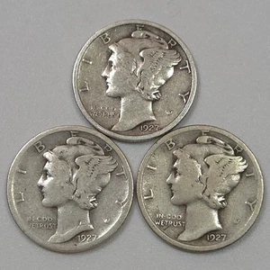 1927-P 1927-D 1927-S Mercury Dime Set (Lot#1) - Picture 1 of 2