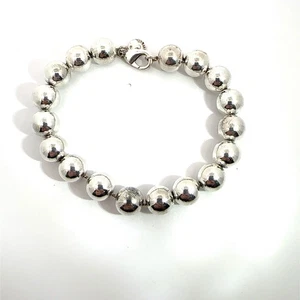 TIFFANY & CO.  Sterling Silver HardWear Ball Bracelet 8" - Box and Pouch - Picture 1 of 5