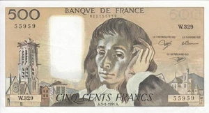 500 Francs - Pascal - 03-01-1991 - Série W.329 - Fauté - Imagen 1 de 2
