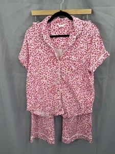 Conjunto de pijama recortado Kate Spade rojo blanco corazones talla grande nuevo sin etiquetas - Imagen 1 de 8