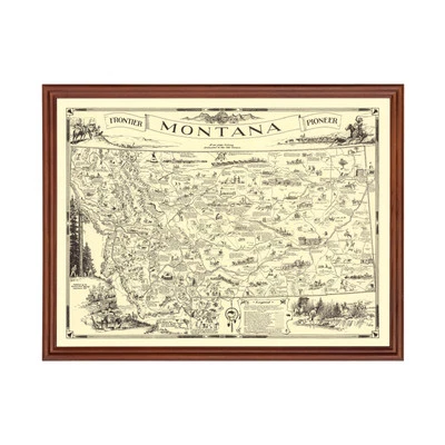 Old Map of Montana 1937 - Vintage Montana Art - Image 1 of 4
