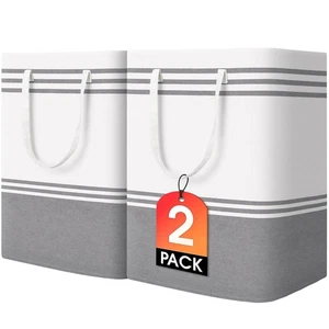 Paquete de 2 cestas grandes para lavandería para el hogar, cesto para lavandería, independiente impermeable... - Imagen 1 de 7