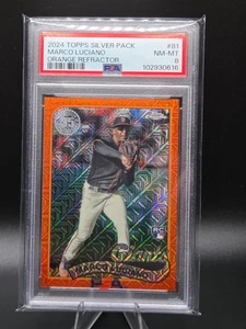 MARCO LUCIANO 2024 Topps Chrome Silver Pack #81 Orange Refractor RC /25 PSA 8 - Picture 1 of 2