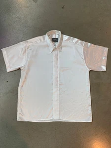 Versace Men's XXL White Satin Short Sleeve Button-Up Shirt - Classic V2 Des - Picture 1 of 5