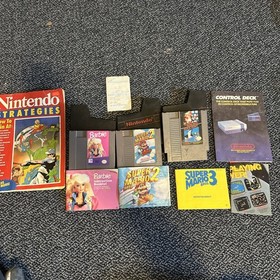 Lotto Nintendo NES originali 1985 1989 ricevuta manuale, 3 giochi Barbie Mario