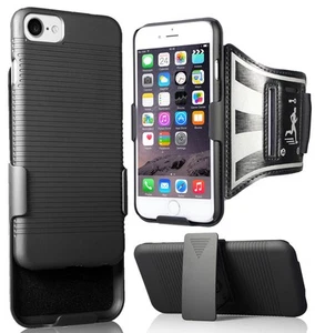 Slim Étui +Brassard +Clip Ceinture Holster pour IPHONE Se 2022 2020 - Noir - Photo 1 sur 11