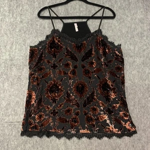 Xhilaration Floral Y2K Burnout Devoré Tank Top Women's Lace Trim Cami - Size XXL - Picture 1 of 8