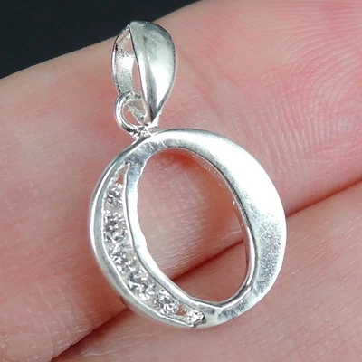 Ciondolo ciondolo alfabeto iniziale lettera zirconi argento sterling 925... - Immagine 1 di 4