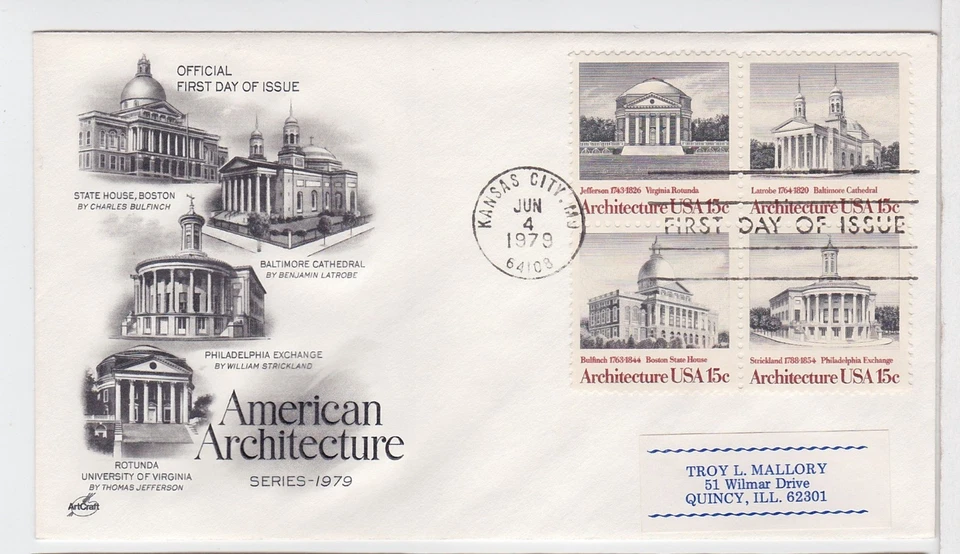 TurtlesTradingPost- American Architecture -1979 FDC #1779-82 Artcraft Cachet - Image 1 of 1