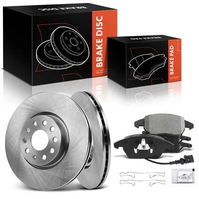Disc Brake Rotors & Ceramic Brake Pad for Audi A3 Quattro Volkswagen Front Side - Image 1 of 4