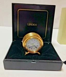 Linden Golden Miniature Clock with CASE #1145  New!  - Picture 1 of 10