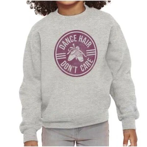 Cute Ballerina Dance Hair Dont Care Attitude Youth Girls Fleece Sweatshirt Kids - Picture 1 of 4