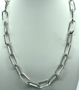 Collar Tono Plata Clip de Papel Cadena Alterno 2 Lados Cristal Clips Mejorados - Imagen 1 de 11