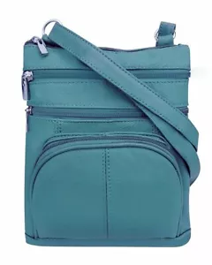 Women's Genuine Cowhide Leather 5 Pocket Crossbody Bag - Picture 1 of 34