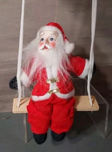 Vintage Hanging Christmas Santa Claus On Swing Decoration Ornament - Picture 1 of 5