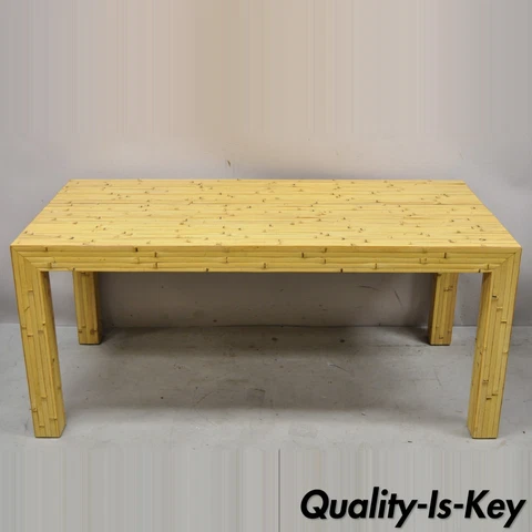 Vintage Hollywood Regency Split Reed Bamboo Rectangular Coffee Table Cover