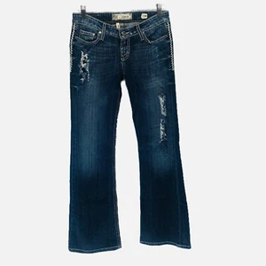 BKE DENIM Starlite Blue Jeans Size 27R Tag (M. 28 x 31 ) Dark Distressed Denim - Picture 1 of 9
