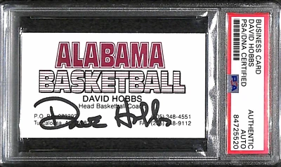 David Hobbs "Alabama Basketball HC Coach" Signed Autographed Business Card PSA - Image 1 of 3