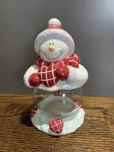 St Nicholas Square Snowman Globe Candy Cookie Jar Christmas - Picture 1 of 10