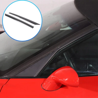 Cubierta de parabrisas exterior de fibra de carbono real pilar A para Corvette C6 05-13 Foto 1 de 4