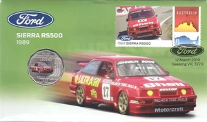 2018 Ford 50c Coin - PNC Stamp & Coin Cover - 1989 Sierra RS500 Cosworth - Picture 1 of 2