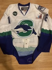 Game Worn Haley Connecticut Whale AHL Hockey Jersey Wolf Pack 56 Enforcer White