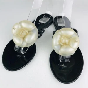 CHANEL Camellia COCO MARK rubber thong Sandals Mules Pumps Shoes Women EU 36 - Picture 1 of 16