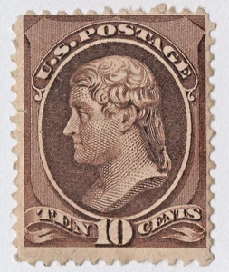 US Sc# 209 *MINT OG H* { 10c BROWN JEFFERSON } 1882 AMERICAN BANKNOTE CV$ 160.00 - Picture 1 of 3