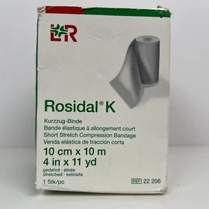 Vendaje elástico corto Lohmann & Rauscher Rosidal K 4"x 11 yardas (10 cm X 10 M) nuevo - Imagen 1 de 6