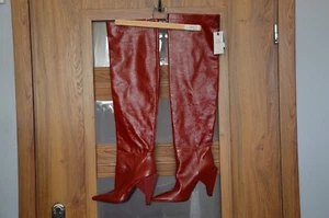 ZARA NUEVAS AW17 CHAROL TACÓN ALTO BOTAS ROJO BORGOÑA 5007/201 US 7.5 EU 38 - Imagen 1 de 25