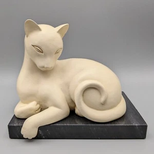 Vintage Crowning Touch Modern Cat Single Bookend, Marmorbasis, stilisiert, Briefbeschwerer - Bild 1 von 19