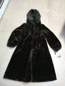 Nwt JONES NEW YORK WOMENS HOODD FAUX FUR COAT BROWN XS - Picture 1 of 3