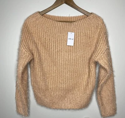 Suéter WILLOW & ROOT Melocotón Grueso Acanalado Pestañas Tejido Hombro Descubierto Talla S Nuevo con Etiquetas Foto 1 de 4
