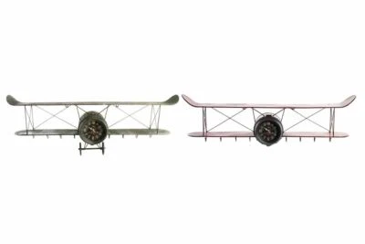 MENSOLA OROLOGIO A PARETE A FORMA DI AEROPLANO LIBRERIA A MURO SILVER - Immagine 1 di 4