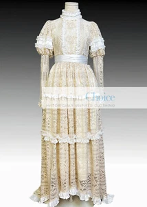 Victorian Edwardian 1900s Premium Lace Vintage Wedding Dress Bridal Gown 353 - Picture 1 of 6