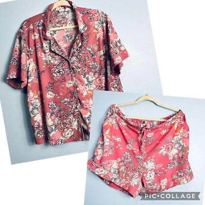Cupcakes and Cashmere Womens 2XL Pajama Set Pink Floral Lightweight Top Shorts - Image 1 of 4