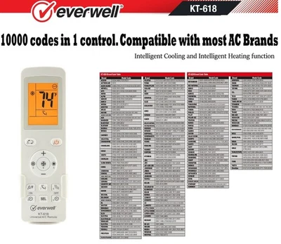 EVERWELL Universal AC Remote – 10000 Codes, Quick Setup, Works with Most Brands