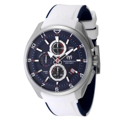 TechnoMarine Chronograph Ocean Quantum 100M Watch NEW In Box – Navy/White – Mint - Image 1 of 4