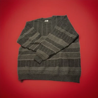 Cutter & Buck Men’s Sweater 3X Dark Green Wool Cable Knit Crewneck - Image 1 of 4