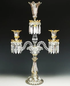 Baccarat - Großer Kristall Kerzenleuchter Modell "Medaillons" vergoldet - 60 cm - Bild 1 von 17