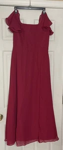 Abito donna formale vestito lungo rosso vino taglia 16 - Foto 1 di 13