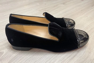 Christian Louboutin Mujer Negro Ballet Pisos Terciopelo Cuero Mocasines Informales EU 39 Foto 1 de 4