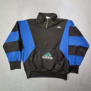 Vintage Adidas Sweatshirt Herren Medium Blau Schwarz Colorblock Multi Logo Equipment - Bild 1 von 10