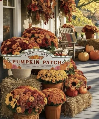 Guinga rural francesa otoño mamás granja frontón arquitectónico decoración rústica 23” Foto 1 de 4