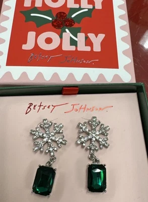 Pendientes colgantes BETSEY JOHNSON copo de nieve/cristal verde Foto 1 de 4