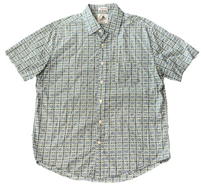 Kennington Mens Large Short Sleeve Button Up Blue-Multicolor The Estate Shirt - Image 1 of 4