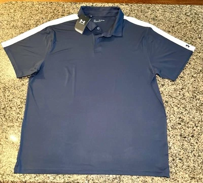 Новый с Ярлыками Мужская под Armour темно-синий белый Gameday свободного поло рубашка для гольфа | sz 3XL - Изображение 1 из 4