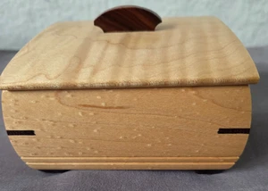 Mikutowski Maple/Rosewood/Wenge Wood Handmade Ring/Jewellry Box W/Lid - Picture 1 of 5