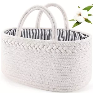 Diaper Caddy Organizer Cotton Rope Nursery Baby Basket Changing Table Organizer - Picture 1 of 9