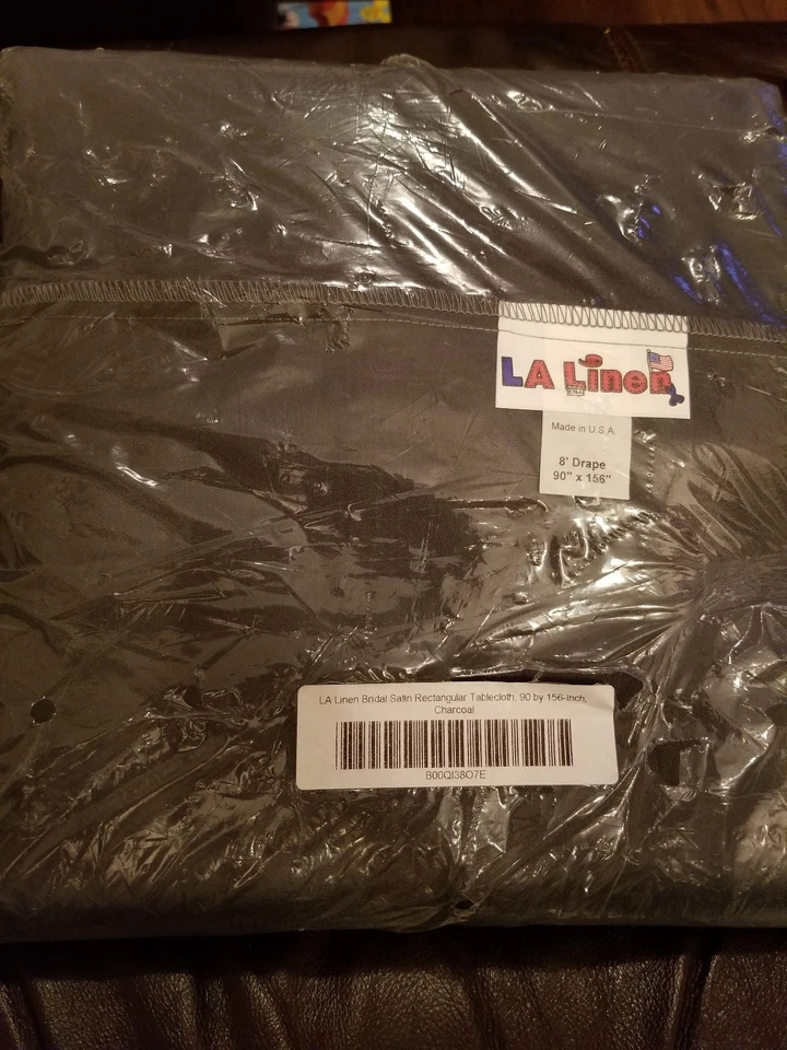 LA Linen Bridal Satin Rectangular Tablecloth, 90 by 156-Inch, Charcoal - Image 1 of 1